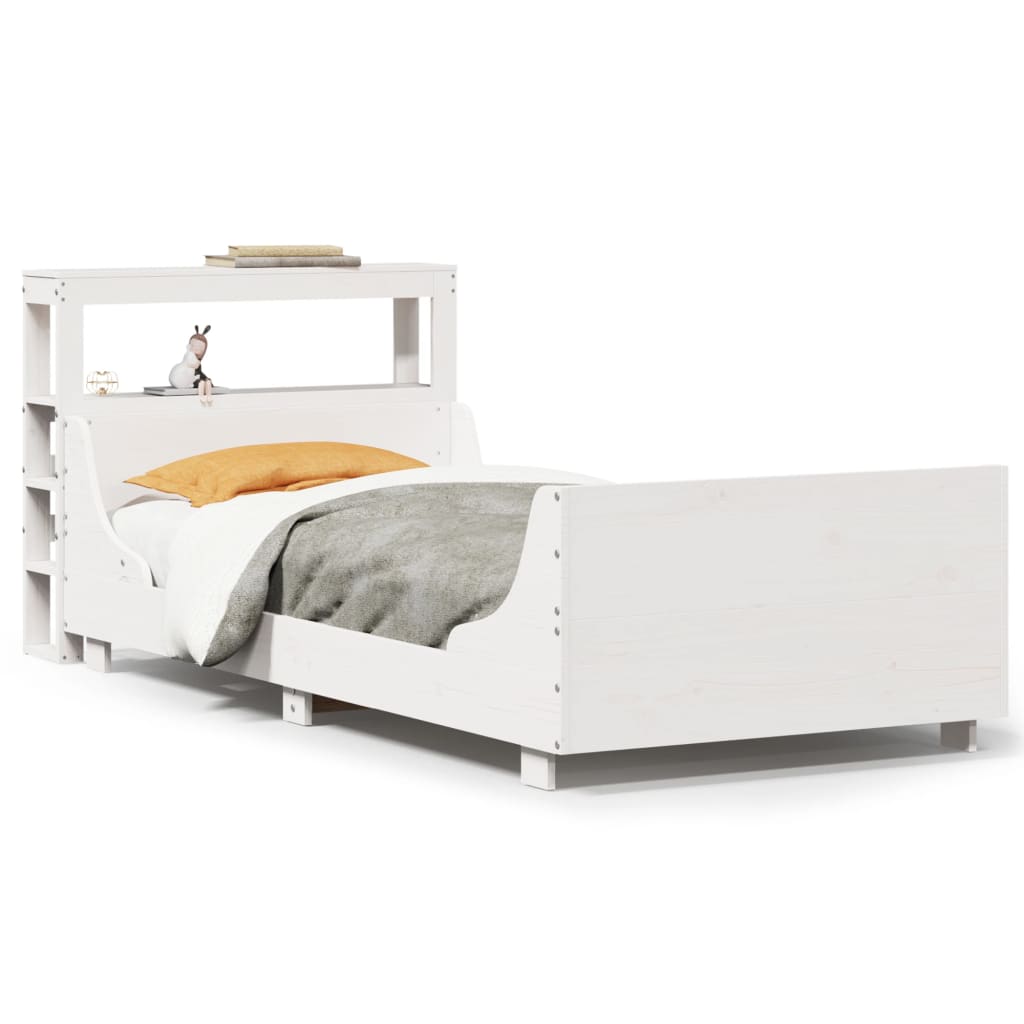 Bed Frame without Mattress White 75x190 cm Small Single Solid Wood Pine